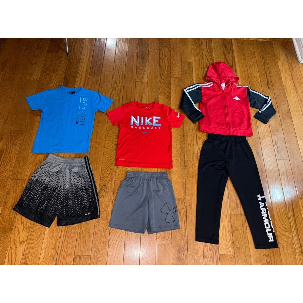 Boys Activewear Lot 6pc Adidas Nike Under Armour Spyder Champion Size Small 5/6
